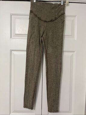 Free People Olive-Tone Seam Detail High-Waist Leggings